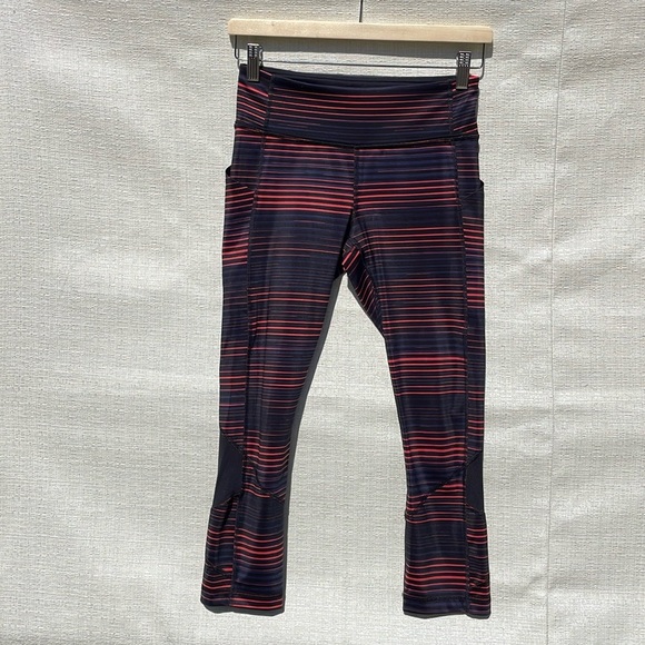 Lululemon Pace Rival Crop Full-On Luxtreme Twisted Dune Alarming BlackBlack Sz 4 - Picture 1 of 11